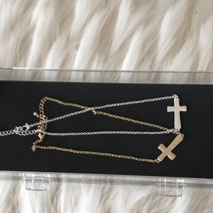 Silver tone necklace and a gold tone necklace